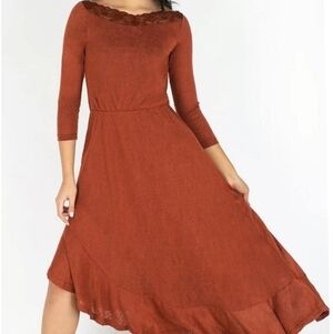 Joyfolie Mia Joy Aviella Dress In Burnt Sienna Size Large